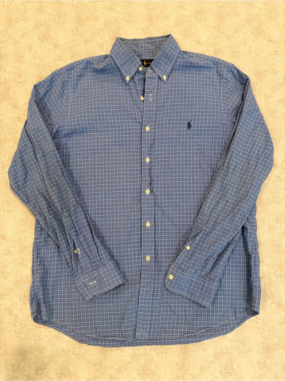 Ralph Lauren Blue Checked Button-Down Dress Shirt
